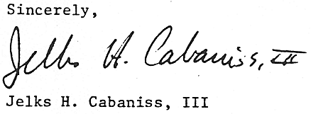 Jelks H. Cabaniss, III signature